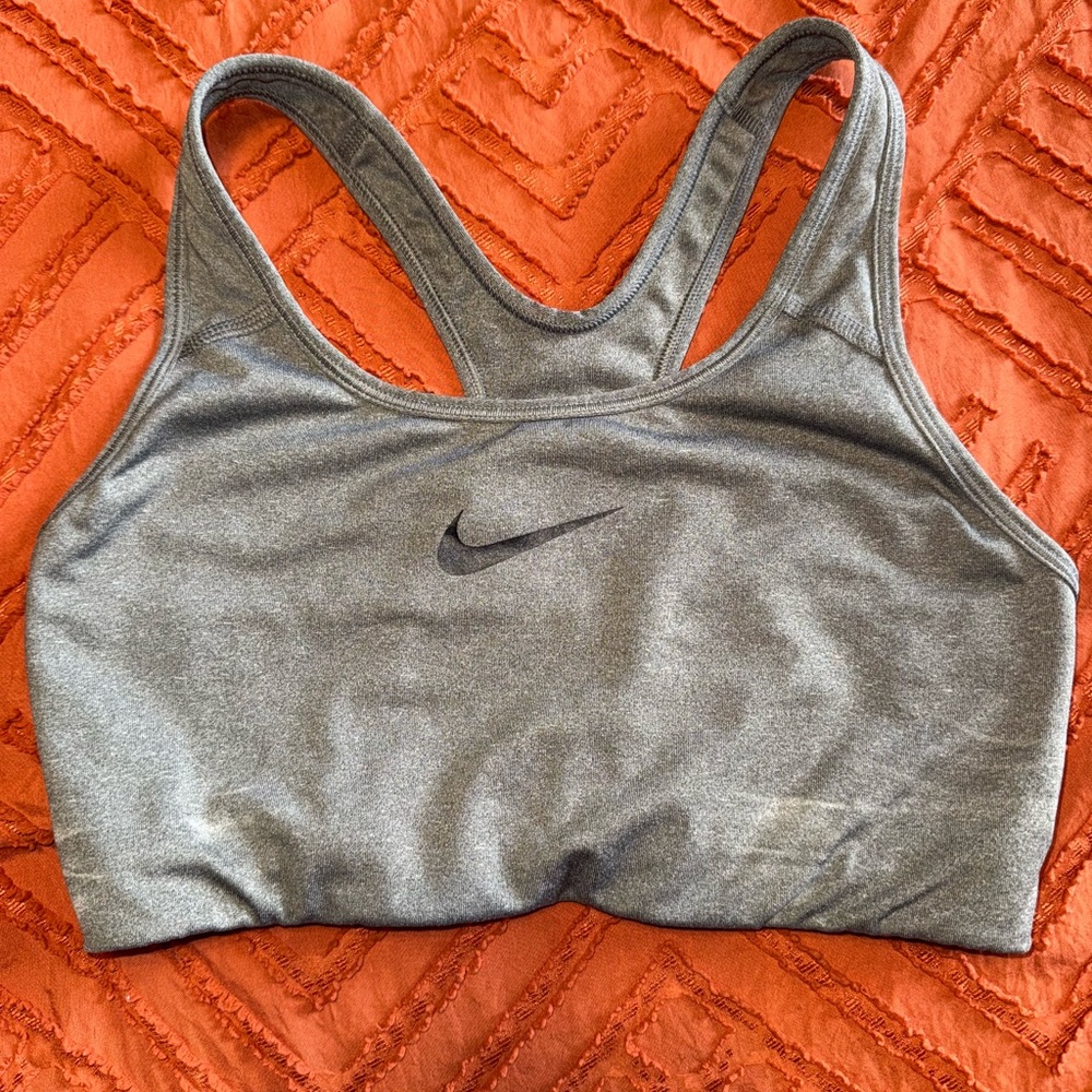 Nike Gray Racerback Sports Bra Medium Support
